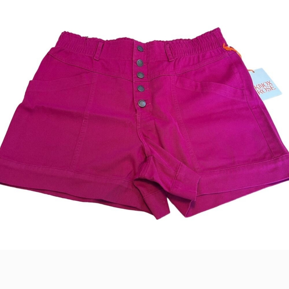 Knox Rose Women's Magenta High Rise Relaxed Fit Shorts - Size Medium - NWT